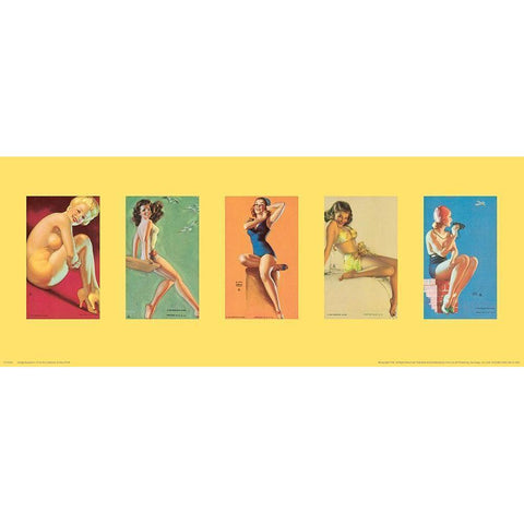 Pin Up Girls Panel I White Modern Wood Framed Art Print by Unknown