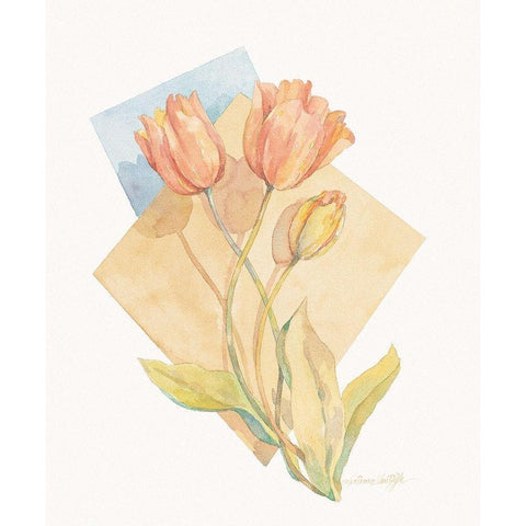 Tulip Pastel Collage I  Black Modern Wood Framed Art Print by Unknown