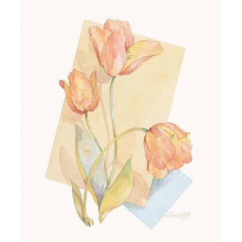 Tulip Pastel Collage II Gold Ornate Wood Framed Art Print with Double Matting by Unknown