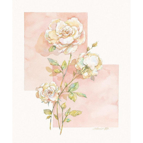 Rose Pastel Collage I Black Modern Wood Framed Art Print by Unknown