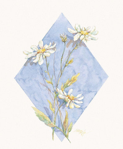 Daisy Pastel Violet I White Modern Wood Framed Art Print with Double Matting by Unknown