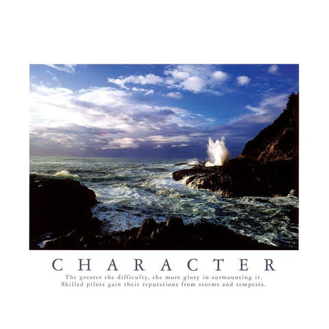 Character - Rocky Coastline White Modern Wood Framed Art Print by Unknown