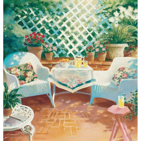 Patio II White Modern Wood Framed Art Print by Unknown