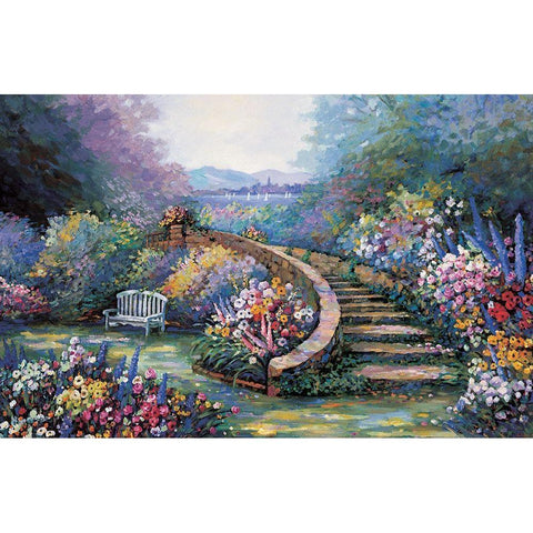 Garden View II Black Modern Wood Framed Art Print by Unknown