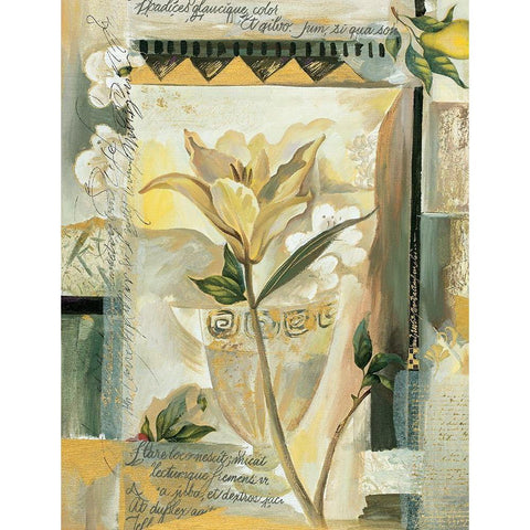 Abstract Orchid Gold Ornate Wood Framed Art Print with Double Matting by Unknown