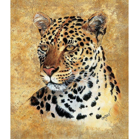 Leapord White Modern Wood Framed Art Print by Unknown