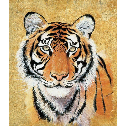 Tiger Gold Ornate Wood Framed Art Print with Double Matting by Unknown