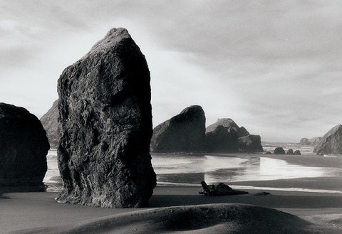 Ocean Stones White Modern Wood Framed Art Print with Double Matting by Unknown