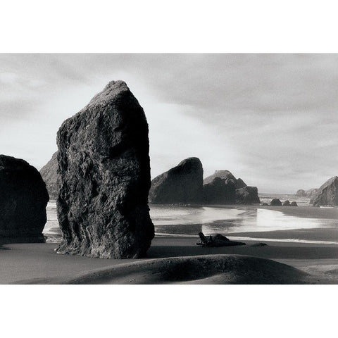 Ocean Stones Black Modern Wood Framed Art Print by Unknown