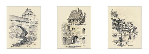 Nurnberg White Modern Wood Framed Art Print with Double Matting by Unknown