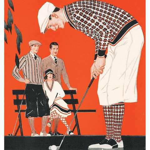 Vintage Putt White Modern Wood Framed Art Print by Unknown