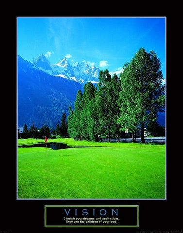 Golf in the Clouds White Modern Wood Framed Art Print with Double Matting by Unknown