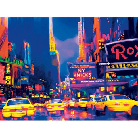 Times Square Black Modern Wood Framed Art Print by Unknown