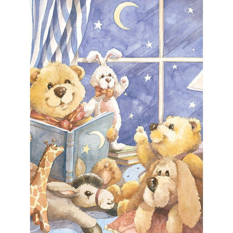 Teddy Bear Good Night I Gold Ornate Wood Framed Art Print with Double Matting by Unknown