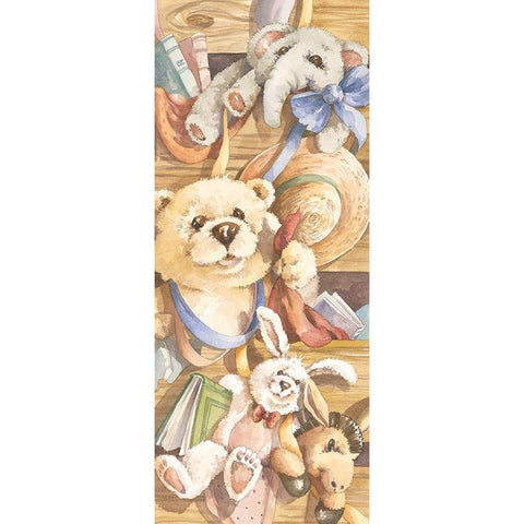 Teddy Bear Panel I White Modern Wood Framed Art Print by Unknown