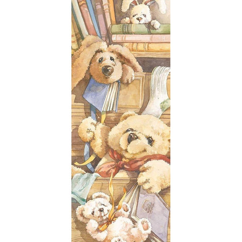 Teddy Bear Panel II Gold Ornate Wood Framed Art Print with Double Matting by Unknown