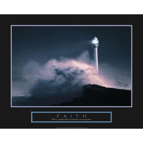 Faith - Lighthouse Black Modern Wood Framed Art Print by Unknown