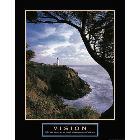 Vision - Lighthouse Gold Ornate Wood Framed Art Print with Double Matting by Frontline