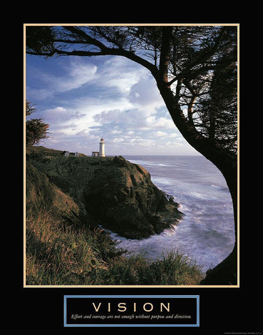 Vision - Lighthouse Black Ornate Wood Framed Art Print with Double Matting by Frontline