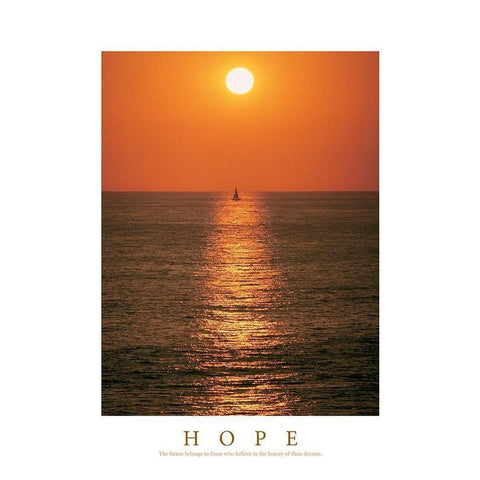 Hope - Sailboat Black Modern Wood Framed Art Print with Double Matting by Unknown