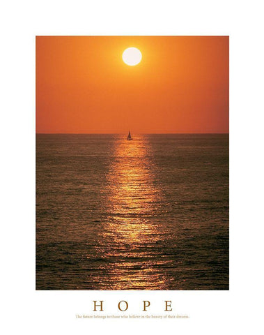 Hope - Sailboat Black Ornate Wood Framed Art Print with Double Matting by Unknown
