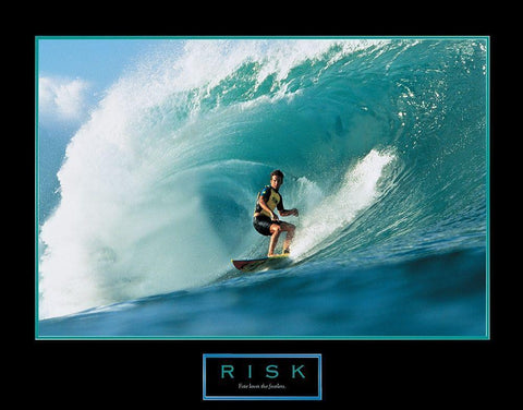 Risk - Surfer White Modern Wood Framed Art Print with Double Matting by Unknown