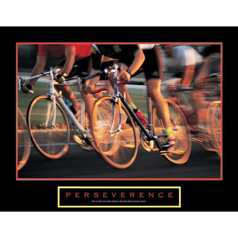 Perseverance - Bike Race Black Modern Wood Framed Art Print by Unknown