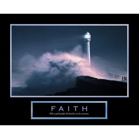 Faith - Lighthouse Black Modern Wood Framed Art Print with Double Matting by Unknown