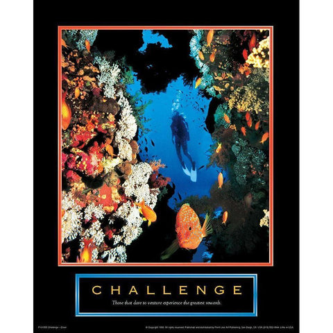 Challenge - Diver Black Modern Wood Framed Art Print with Double Matting by Unknown