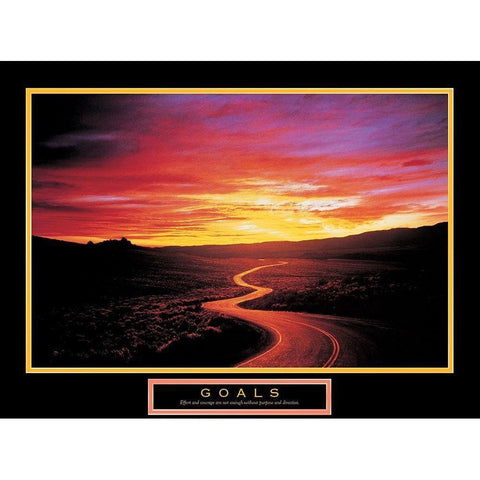 Road Sunset Gold Ornate Wood Framed Art Print with Double Matting by Unknown