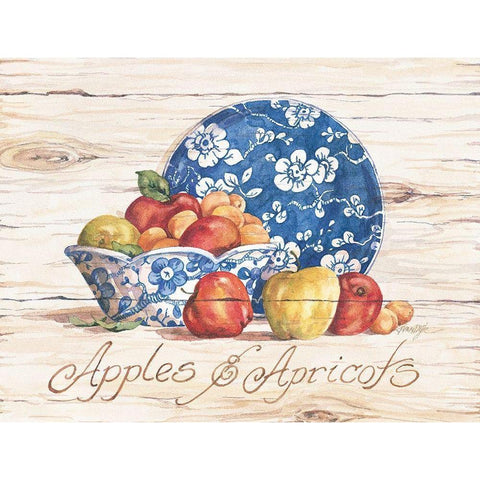 Apples and Apricots White Modern Wood Framed Art Print by Unknown