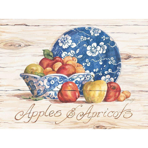 Apples and Apricots Gold Ornate Wood Framed Art Print with Double Matting by Unknown