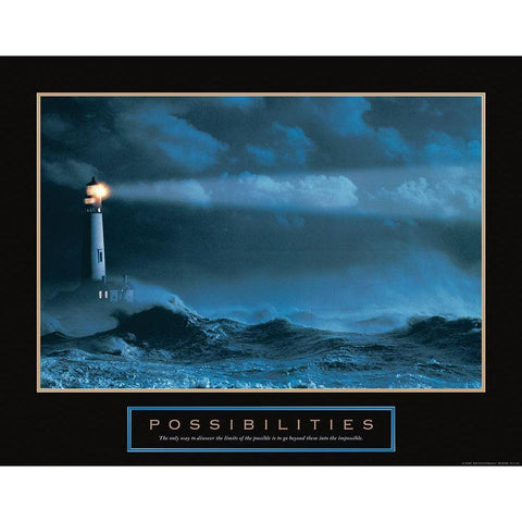 Possibilities - Lighthouse Black Modern Wood Framed Art Print with Double Matting by Frontline