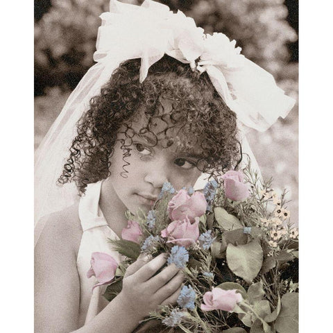 Flower Girl White Modern Wood Framed Art Print by Unknown