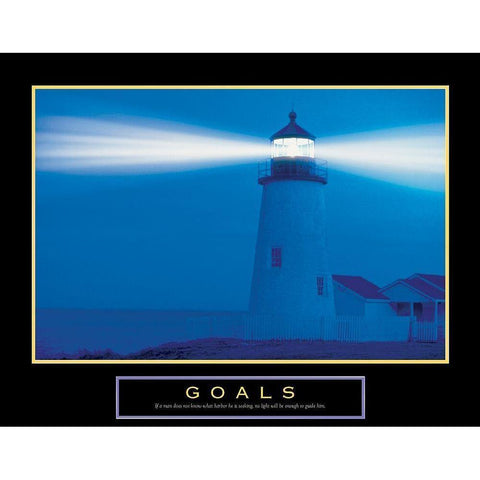 Lighthouse Gold Ornate Wood Framed Art Print with Double Matting by Unknown
