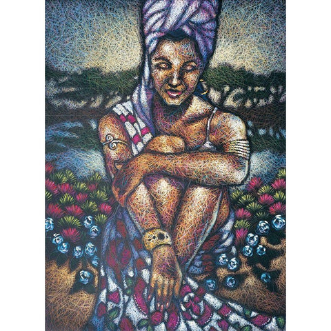 Nubian Lady Sitting II White Modern Wood Framed Art Print by Unknown