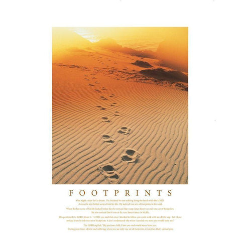 Footprints in the Sand Black Modern Wood Framed Art Print with Double Matting by Frontline