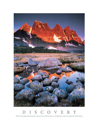 Discover - Mountains White Modern Wood Framed Art Print with Double Matting by Unknown