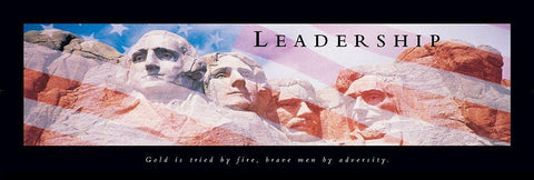 Mt Rushmore Leadership Black Ornate Wood Framed Art Print with Double Matting by Frontline