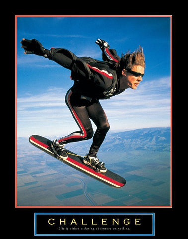 Challenge - Skyboarder Black Ornate Wood Framed Art Print with Double Matting by Unknown