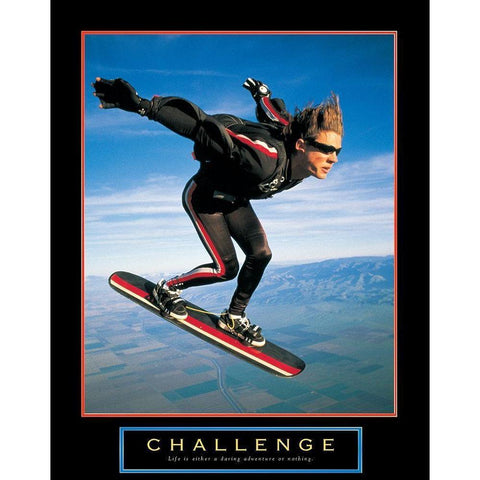 Challenge - Skyboarder Gold Ornate Wood Framed Art Print with Double Matting by Unknown