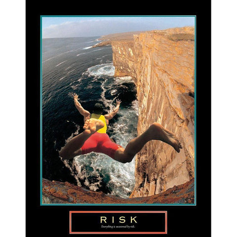 Risk - Cliff Diving Black Modern Wood Framed Art Print with Double Matting by Unknown