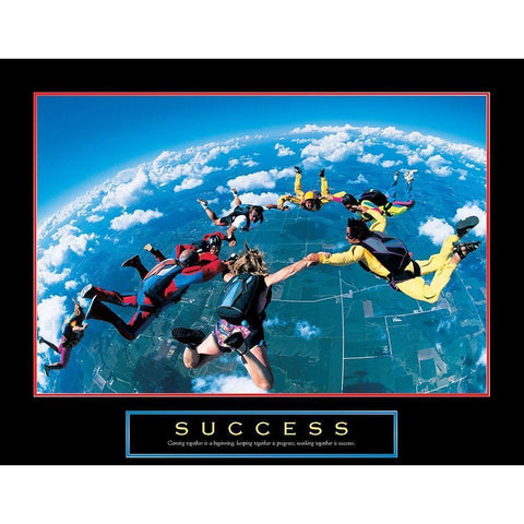 Success - Skydivers Black Modern Wood Framed Art Print with Double Matting by Unknown