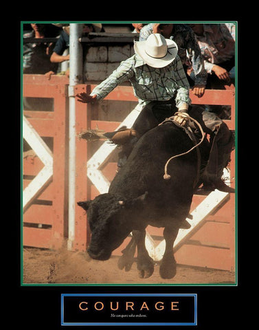 Courage - Rodeo Black Ornate Wood Framed Art Print with Double Matting by Unknown