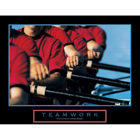 Teamwork - Rowers Black Modern Wood Framed Art Print with Double Matting by Unknown