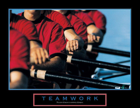 Teamwork - Rowers White Modern Wood Framed Art Print with Double Matting by Unknown
