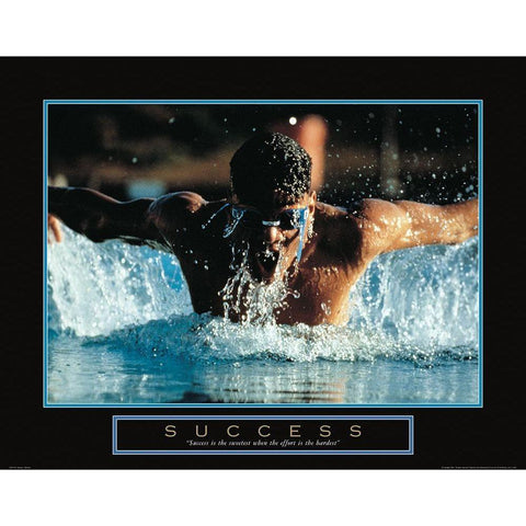 Success - Swimmer Black Modern Wood Framed Art Print by Unknown