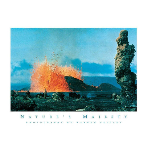 Volcano Island Black Modern Wood Framed Art Print with Double Matting by Unknown