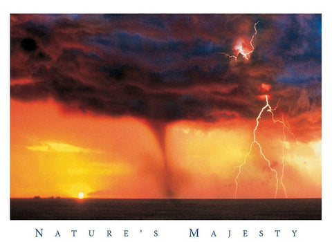 Tornado at Sea White Modern Wood Framed Art Print with Double Matting by Unknown