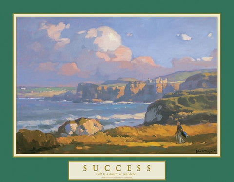 Success - Golf on the Cliffs Black Ornate Wood Framed Art Print with Double Matting by Unknown